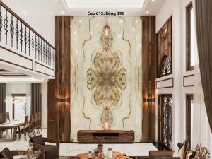 Tranh đá onyx tự nhiên xuyên sáng làm vách thông tầng